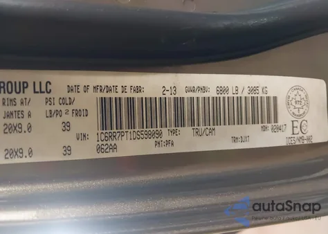 2013 Ram 1500 Laramie Longhorn from USA, damaged, VIN 1C6RR7PT1DS598090